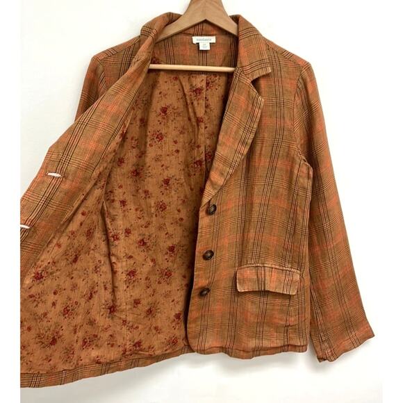 Sundance Edson Hill Plaid Linen Blazer Floral Rustic Autumnal Pockets Blazer XS - Picture 3 of 12